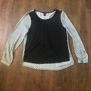 Ann Taylor Hi Low Polka Dot Shirt Top Sz Medium M